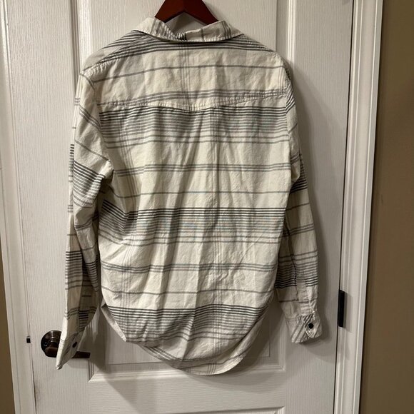 Matchstick | Argus White Plaid Flannel LS Button Up Roll Tab Hem Shirt Womens L - Picture 8 of 9